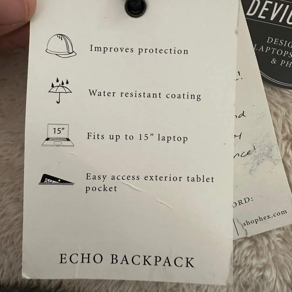 HEX Echo backpack water resistant with padded laptop tablet sleeve